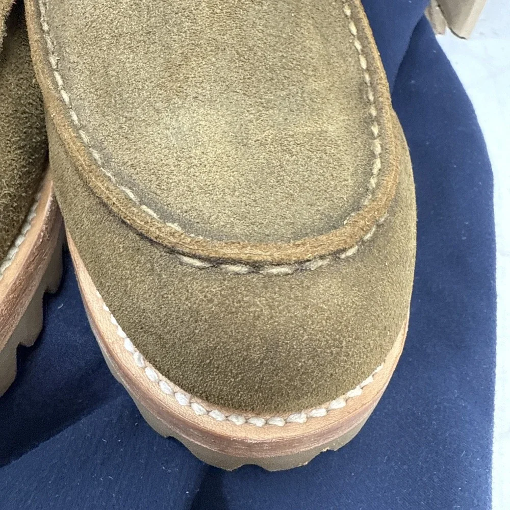 Mens 10 Taylor Stitch Ridge Moc Shoes Vibram Suede Leather Brown Tan Lace Up